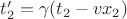 $t_2'&=\gamma(t_2-vx_2)$