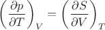 $\left(\dfrac{\partial p}{\partial T}\right)_V=\left(\dfrac{\partial S}{\partial V}\right)_T$