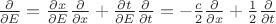 $ \frac {\partial} { \partial E} = \frac {\partial x}{\partial E} \frac {\partial }{\partial x} +   \frac {\partial t}{\partial E} \frac {\partial } {\partial t} = - \frac {c}{2} \frac {\partial }{\partial x} +   \frac {1}{2} \frac {\partial }{\partial t} $