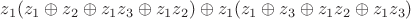 $z_1(z_1\oplus z_2 \oplus z_1z_3\oplus z_1z_2)\oplus z_1(z_1\oplus z_3\oplus z_1z_2\oplus z_1z_3)$