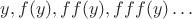 ${y, f(y), ff(y), fff(y)&hellip;}$
