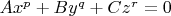 $Ax^p+By^q +Cz^r=0$