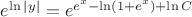 $e^{\ln|y|}=e^{e^x-\ln(1+e^x)+\ln C$