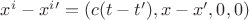 $x^i-x^{i}'=(c(t-t'), x-x', 0, 0)$