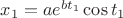 $x_1 = ae^{bt_1} \cos t_1$