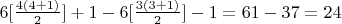 $6[\frac{4(4 + 1)}{2}] + 1 -6[\frac{3(3 + 1)}{2}]- 1 = 61 -37 = 24$