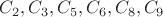 \[C_2 ,C_3 ,C_5 ,C_6 ,C_8 ,C_9 \]