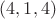 $(4,1,4)$