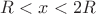 $R < x < 2R$