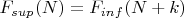 $F_{sup}(N)=F_{inf}(N+k)$