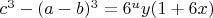 $c^3-(a-b)^3=6^{u}y(1+6x)$