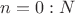 $n=0:N$