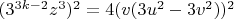 $(3^{3k-2}z^3)^2 = 4(v(3u^2 - 3v^2))^2$