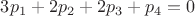 $3p_{1}+2p_{2}+2p_{3}+p_{4}=0$