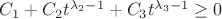 $C_1 + C_2 t^{\lambda_2-1} + C_3 t^{\lambda_3-1} \geq 0$
