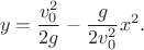 $$y=\dfrac{v_0^2}{2g}-\dfrac{g}{2v_0^2}x^2.$$