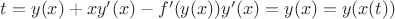 $t=y(x)+xy'(x)-f'(y(x))y'(x)=y(x)=y(x(t))$