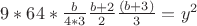 $9*64*\frac{b}{4*3}\frac{b+2}{2}\frac{(b+3)}{3}=y^2$