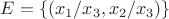 $E=\{(x_1/x_3,x_2/x_3)\}$