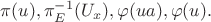 $\pi(u),\pi^{-1}_E(U_x),\varphi(ua),\varphi(u).$
