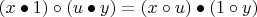 $(x \bullet 1) \circ (u \bullet y) = (x \circ u) \bullet (1 \circ y)$
