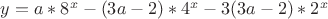 $y=a*8^x-(3a-2)*4^x-3(3a-2)*2^x$