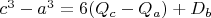 $c^3-a^3=6(Q_c-Q_a)+D_b$
