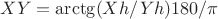 $XY=\arctg(Xh/Yh)180/\pi$