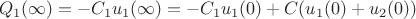 $$Q_1(\infty)=-C_1u_1(\infty)=-C_1u_1(0)+C(u_1(0)+u_2(0))$$