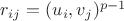 $r_{ij}=(u_i,v_j)^{p-1}$