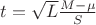 $t= \sqrt{L} \frac{M-\mu}{S}$