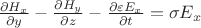 $\frac{\partial H_x}{\partial y}-\frac{\partial H_y}{\partial z}-\frac{\partial \varepsilon E_x}{\partial t} =\sigma E_x $