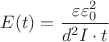 $E(t)=\dfrac{\varepsilon\varepsilon_0\piR^2}{d^2I\cdot t}$