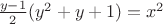 $\frac{y-1}{2}(y^2+y+1)=x^2$