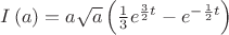 $ \[I\left( a \right) = a\sqrt a \left( {\frac{1}{3}{e^{\frac{3}{2}t}} - {e^{ - \frac{1}{2}t}}} \right)\]$