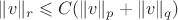 $\|v\|_r \leqslant C(\|v\|_p + \|v\|_q)$