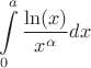 $$
\int\limits_0^a \frac{\ln(x)}{x^{\alpha}}dx
$$