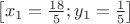 $\left[ {x_1  = \frac{{18}}
{5};y_1  = \frac{1}
{5}} \right]
$