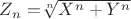 $Z_n=$\sqrt[n]{X^n+Y^n}$$