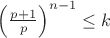 $\left(\frac{p+1}{p}\right)^{n-1} \le k$