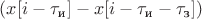$(x[i-\tau_\text{и}] - x[i-\tau_\text{и}-\tau_\text{з}])$