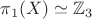 $\pi_1(X)\simeq\mathbb{Z}_3$