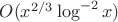 $O(x^{2/3} \log^{-2} x)$