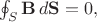 $\oint_S\mathbf{B}\,d\mathbf{S}=0,$