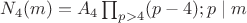 $N_4(m)=A_4 \prod_{p>4}(p-4); p\mid m$