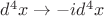 $d^4 x \rightarrow -i d^4 x$ $d^4 x \rightarrow -i d^4 x$