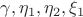 $\gamma, \eta_1, \eta_2, \xi_1$