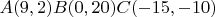 $A(9,2) B(0,20) C(-15, -10)$