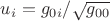 $u_{i}=g_{0i}/\sqrt{g_{00}$