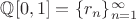 $\mathbb{Q}[0,1]=\{r_n\}_{n=1}^\infty$